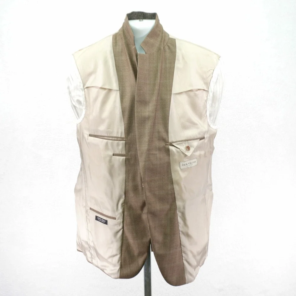 Jack Victor Wool Brown Sharkskin With‎ Blue Windowpane Blazer 40R Valutowood SPJ